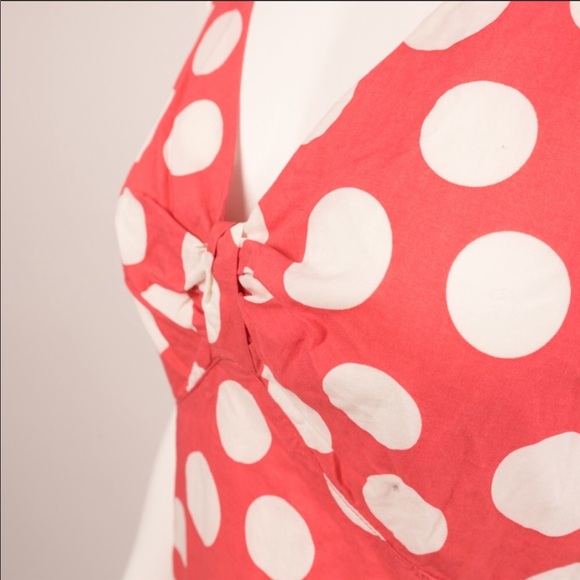 BODEN SLEEVELESS CORAL POLKA DOT DRESS - Picture 3 of 8